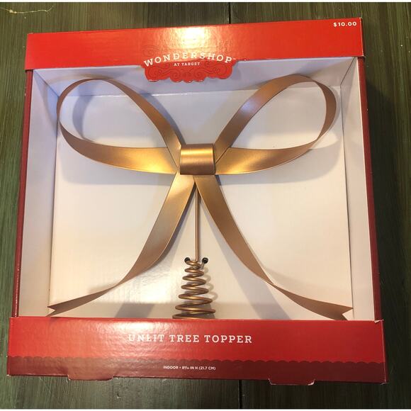 Wondershop NEW NIB 8.6" Copper Colored Metal Bow Tree Topper - Picture 1 of 4
